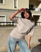 Lace Detail Boxy Tee