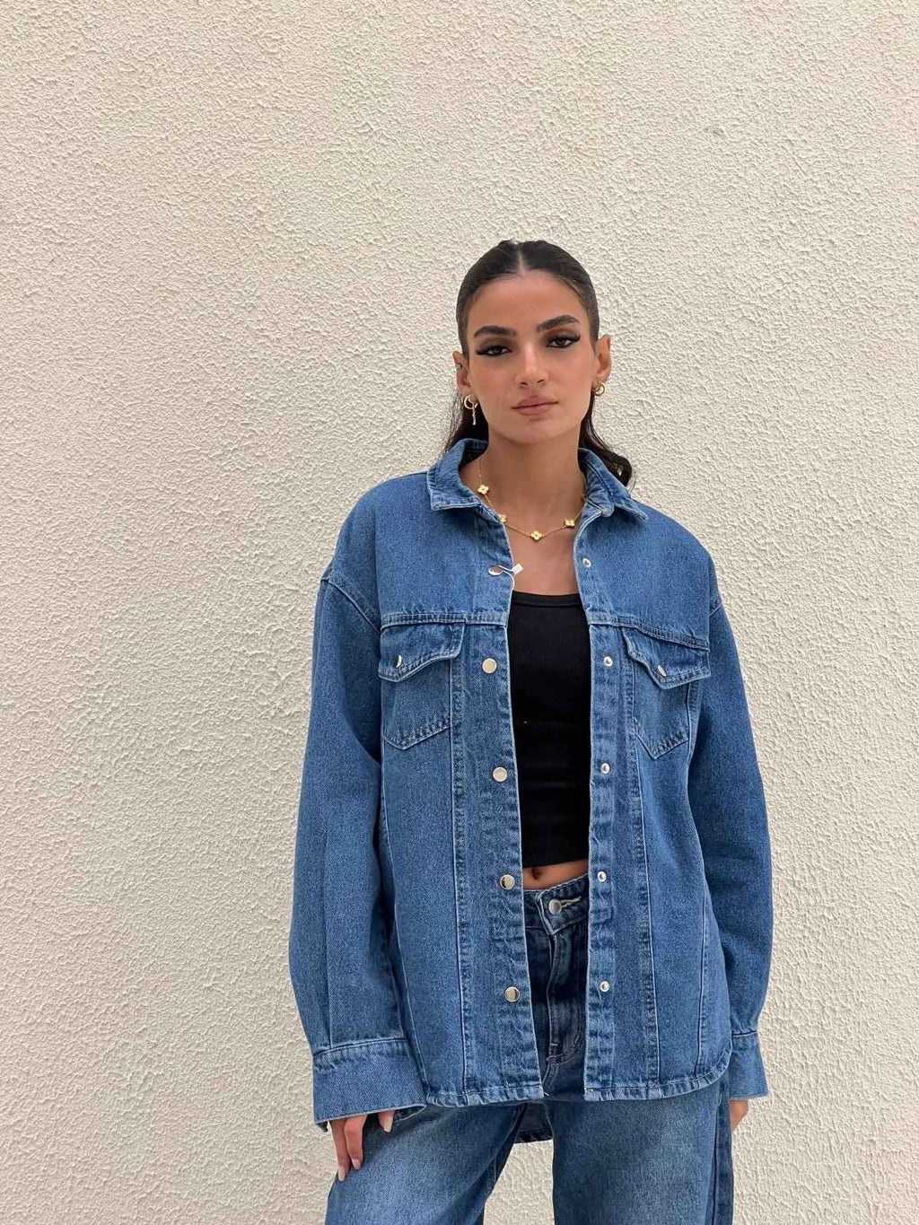 Denim long jacket