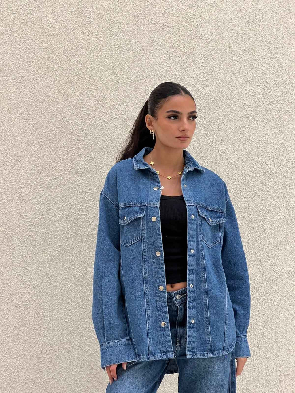 Denim long jacket