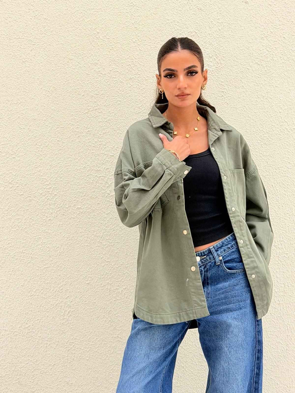 Denim long jacket