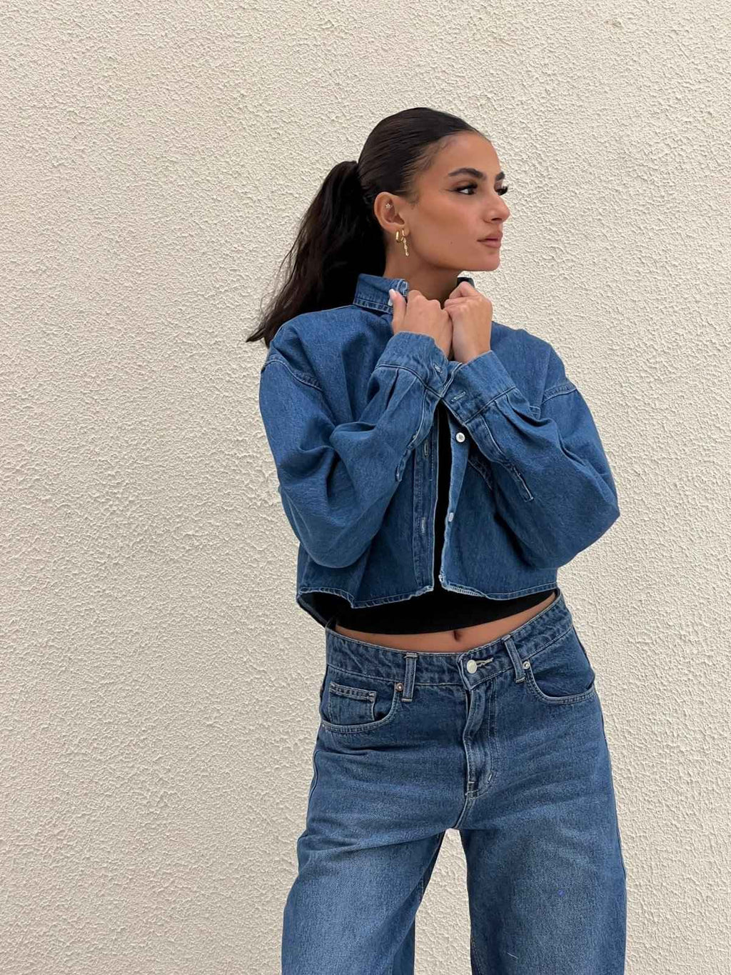 DENIM CROPPED CHEMISE