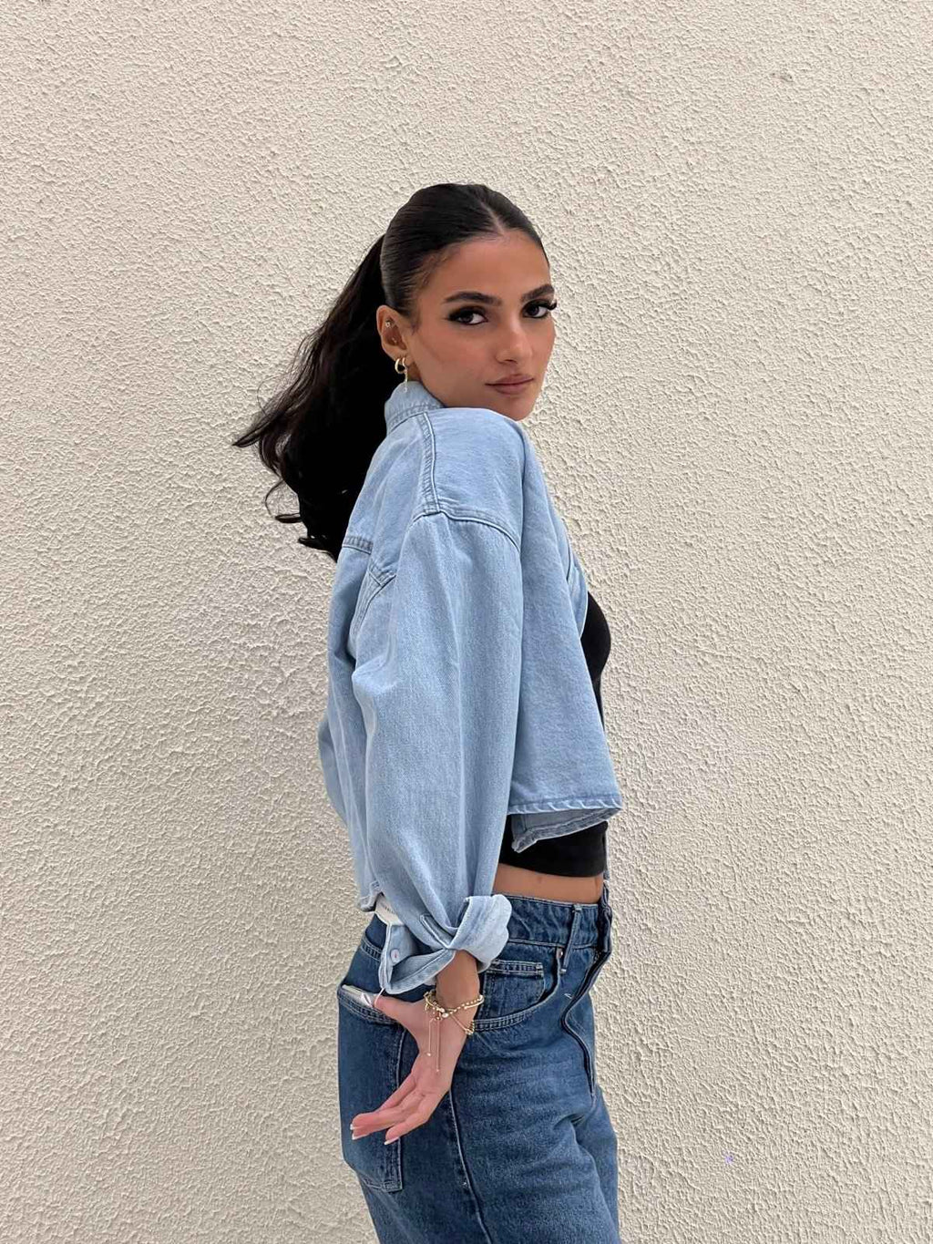 DENIM CROPPED CHEMISE