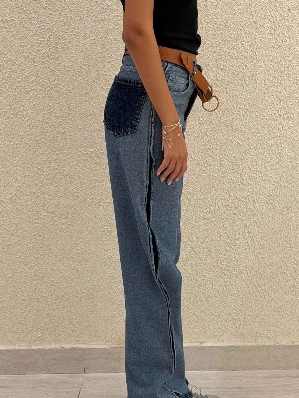 Leather Belt Jeans