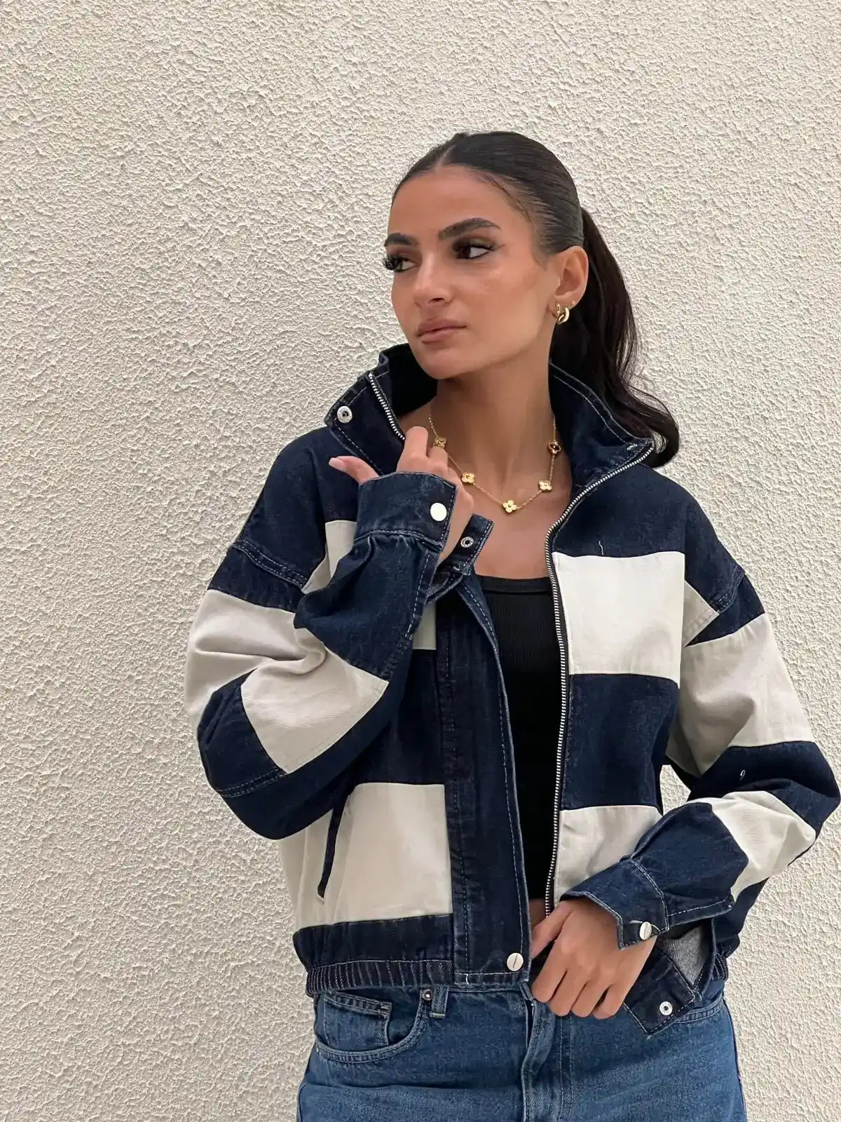 STRIPED DENIM JACKET