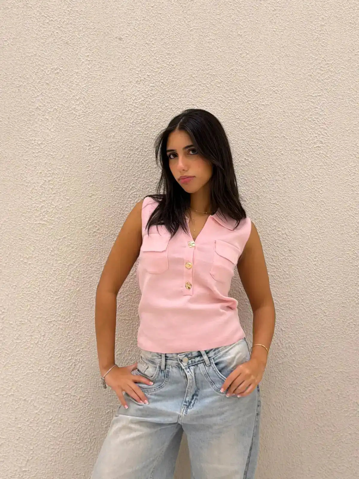 Golden buttoned top