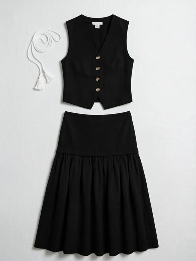 Vest and Maxi Skirt Set